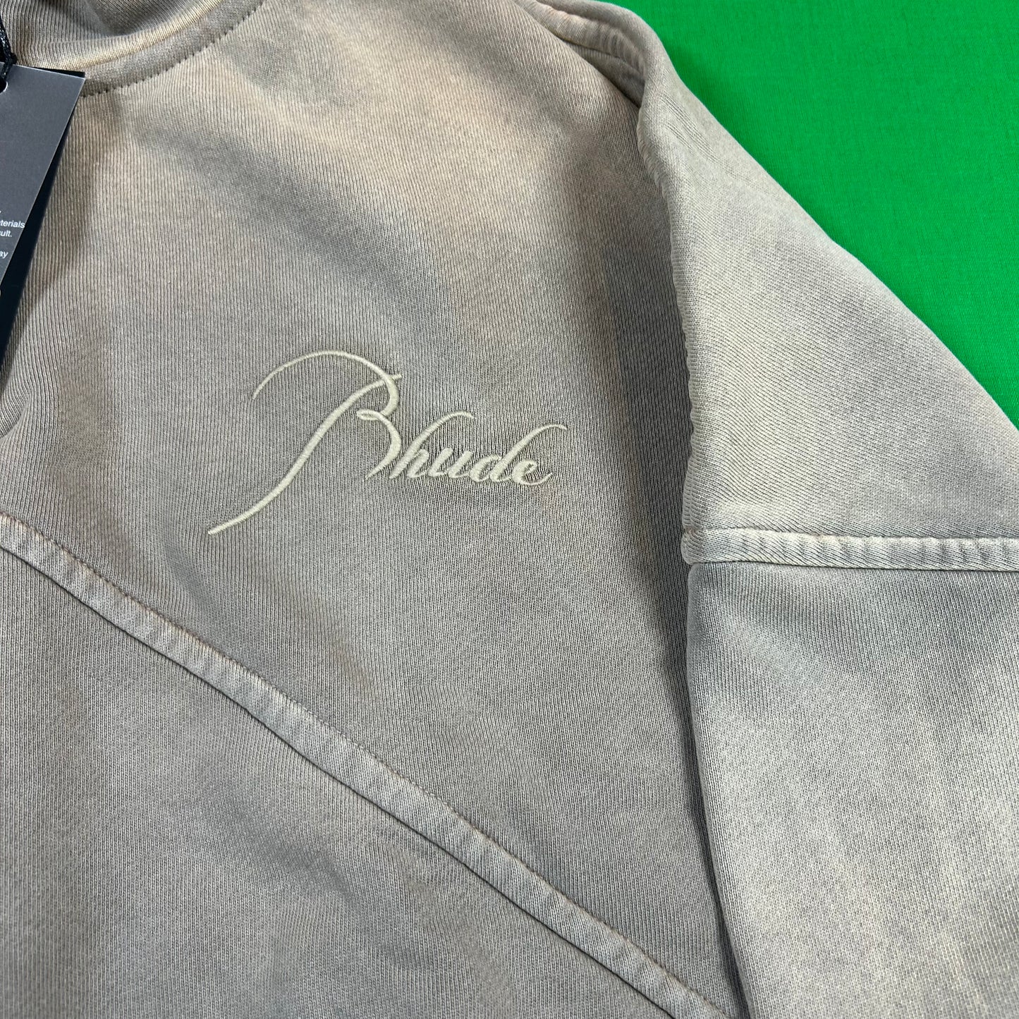 RHUDE Authentic Men's Sundry Elephant Heavyweight Embroidered Quarter Zip Sweatshirt XS - MSRP: $750