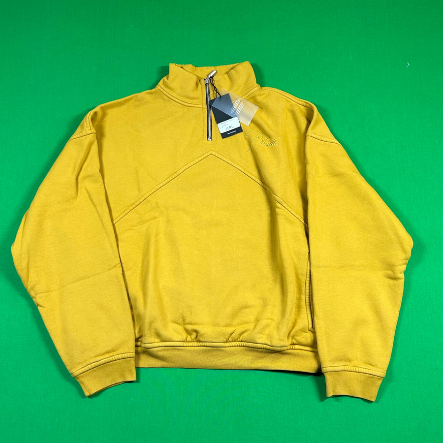 RHUDE Authentic Men's Mustard Heavyweight Embroidered Quarter Zip Sweatshirt XS - MSRP: $750