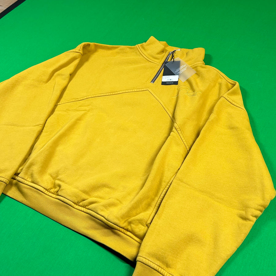 RHUDE Authentic Men's Mustard Heavyweight Embroidered Quarter Zip Sweatshirt XS - MSRP: $750