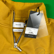 RHUDE Authentic Men's Mustard Heavyweight Embroidered Quarter Zip Sweatshirt XS - MSRP: $750