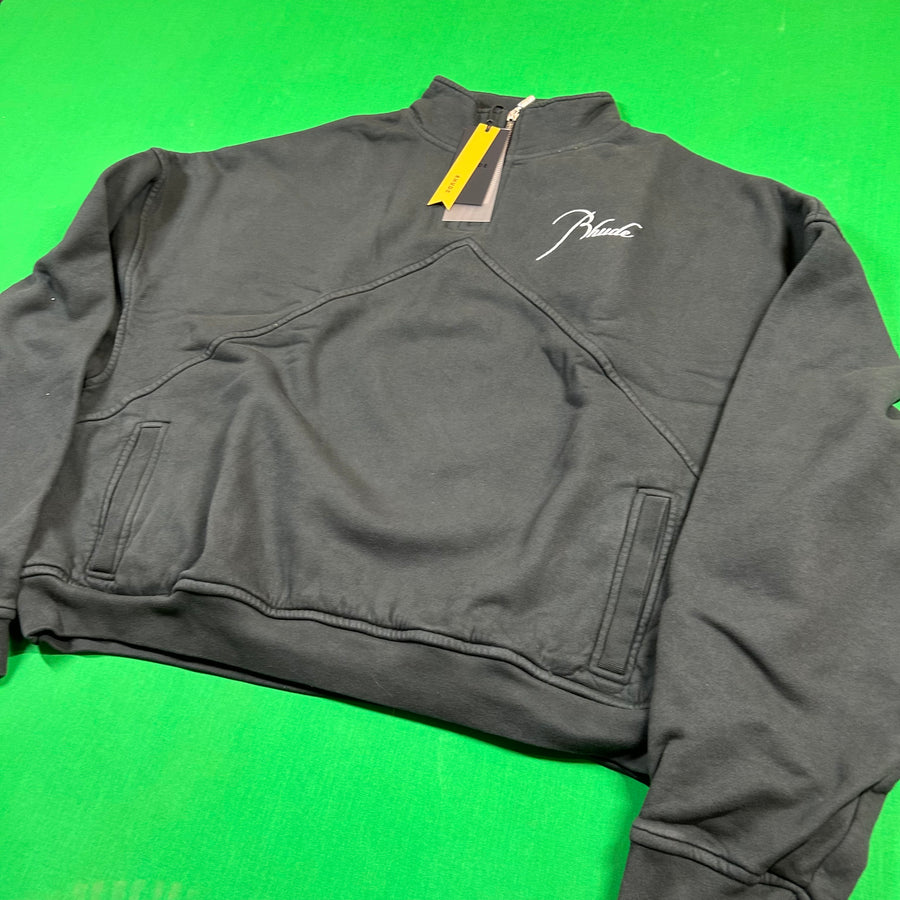 Rhude Men's Black Quarter Zip Heavyweight Embroidered Sweater SM MSRP: $750