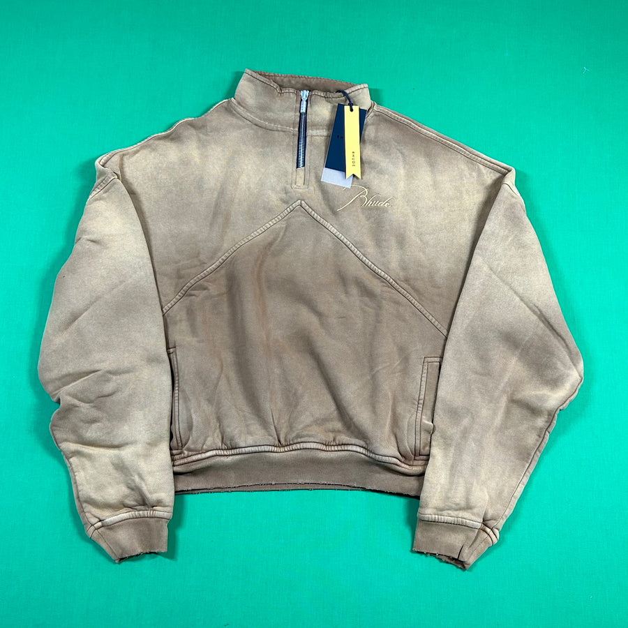 RHUDE Authentic Men's Sundry Camel Heavyweight Embroidered Quarter Zip Sweatshirt MD - MSRP: $750 (Copy)