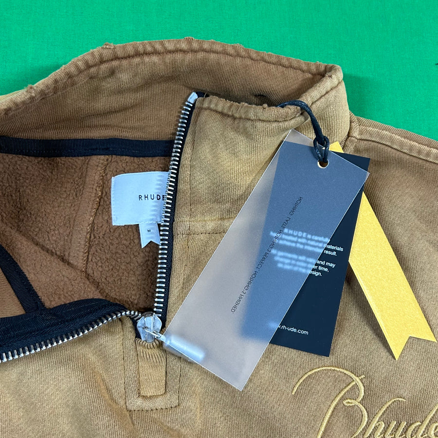 RHUDE Authentic Men's Sundry Camel Heavyweight Embroidered Quarter Zip Sweatshirt MD - MSRP: $750 (Copy)