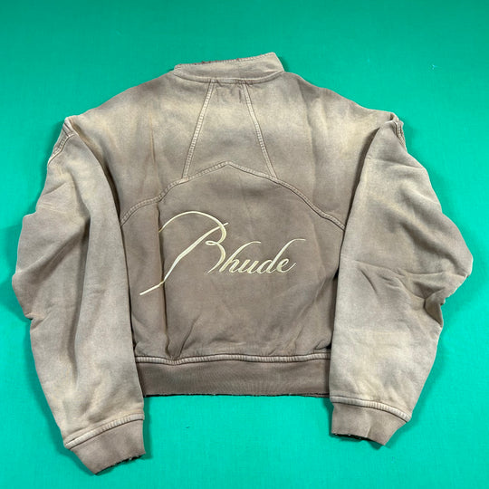 RHUDE Authentic Men's Sundry Camel Heavyweight Embroidered Quarter Zip Sweatshirt MD - MSRP: $750 (Copy)
