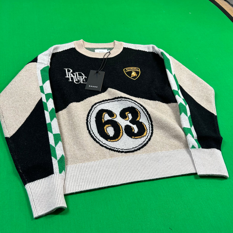 Men's RHUDE X Lamborghini Authentic Knitted Crewneck Sweater LG MSRP: $2,360