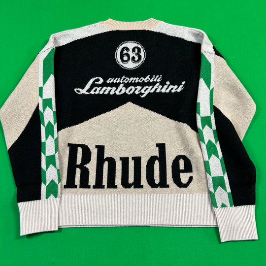 Men's RHUDE X Lamborghini Authentic Knitted Crewneck Sweater LG MSRP: $2,360
