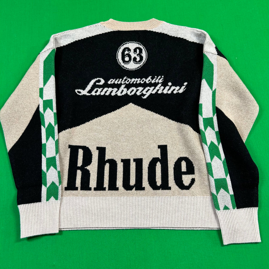 Men's RHUDE X Lamborghini Authentic Knitted Crewneck Sweater LG MSRP: $2,360