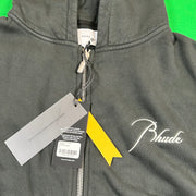 Rhude Zip Up Embroidered Logo Hoodie Vintage Black