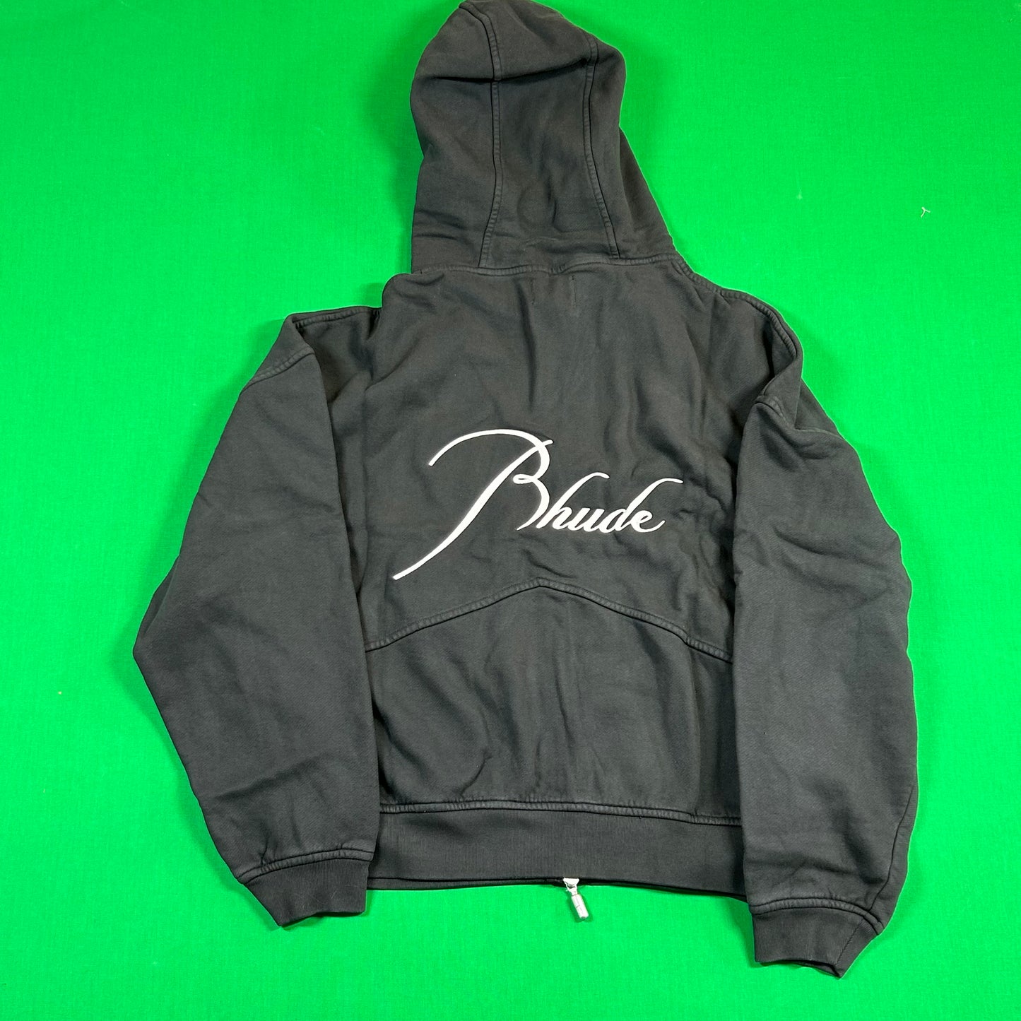 Rhude Zip Up Embroidered Logo Hoodie Vintage Black