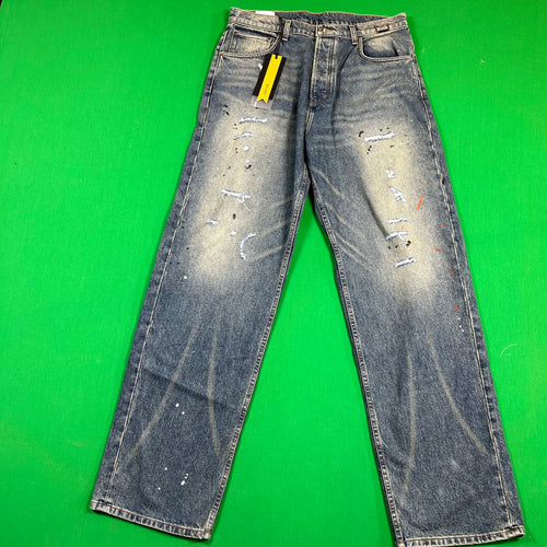 RHUDE Authentic Wide Leg Denim Indigo Jeans Mens Size 28 MSRP:$795.00