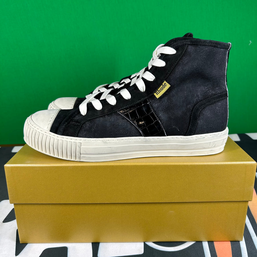 Rhude Bel Airs High Sneaker 'Black Croc' MSRP $670 Size 8 Mens Shoe
