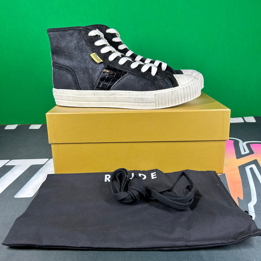 Rhude Bel Airs High Sneaker 'Black Croc' MSRP $670 Size 8 Mens Shoe