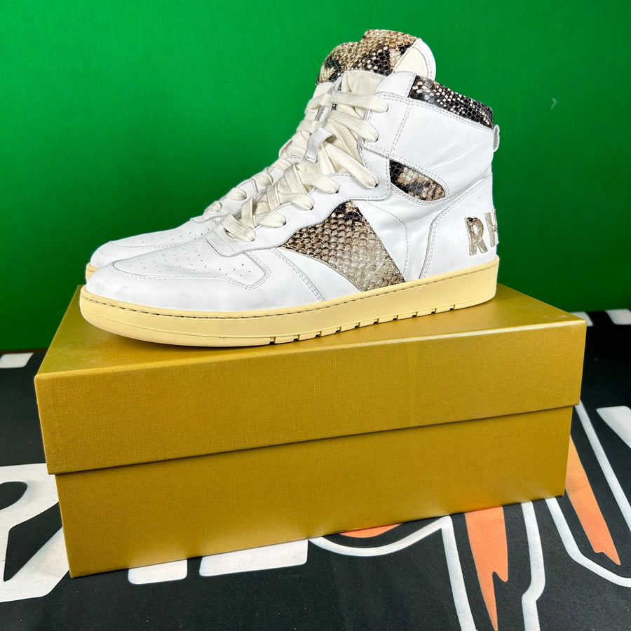 Rhude Rhecess High White Snakeskin Sneaker MSRP:$695.00 Size 11 Mens Shoe