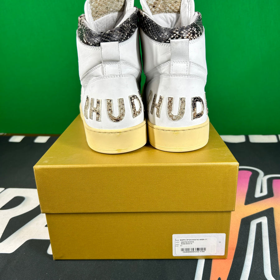 Rhude Rhecess High White Snakeskin Sneaker MSRP:$695.00 Size 11 Mens Shoe