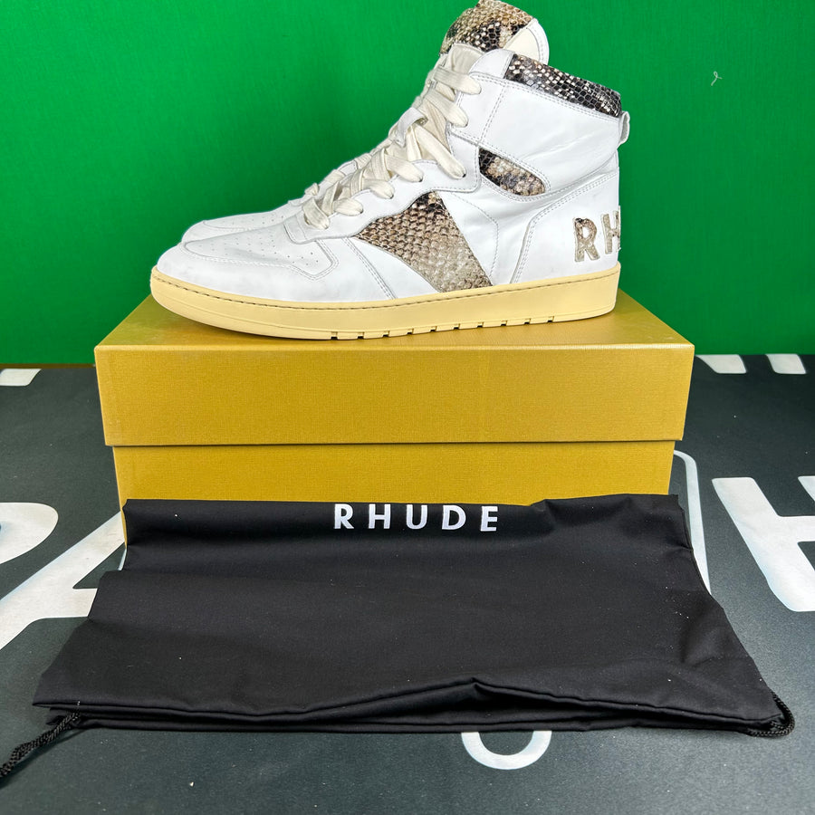 Rhude Rhecess High White Snakeskin Sneaker MSRP:$695.00 Size 11 Mens Shoe
