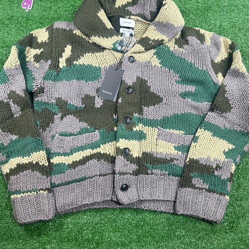 Rhude Heavyweight Knit Men's Camo Cardigan - Size Medium