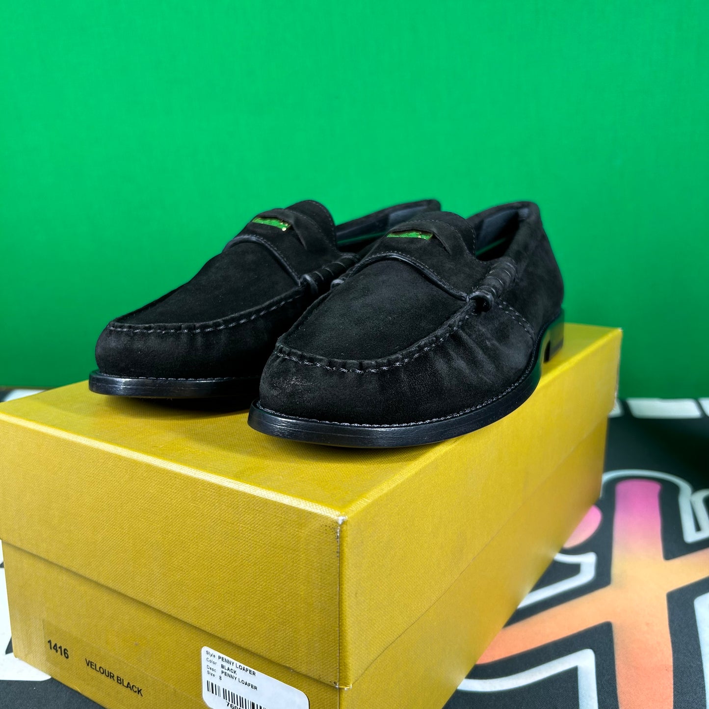 RHUDE Authentic Men's Slip On Black Velour Penny Loafer Size 7M MSRP $595