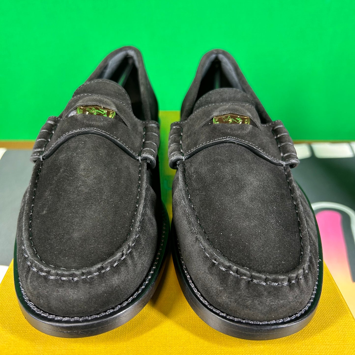 RHUDE Authentic Men's Slip On Black Velour Penny Loafer Size 7M MSRP $595