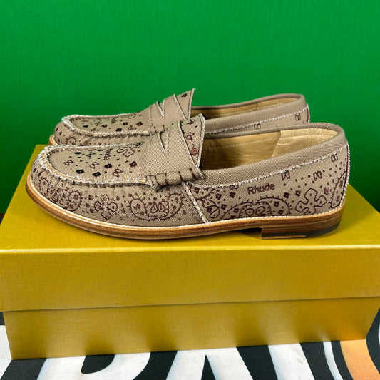 RHUDE Authentic Men's Slip On Loafer Shoes Bandana Brown Size 12M MSRP $608