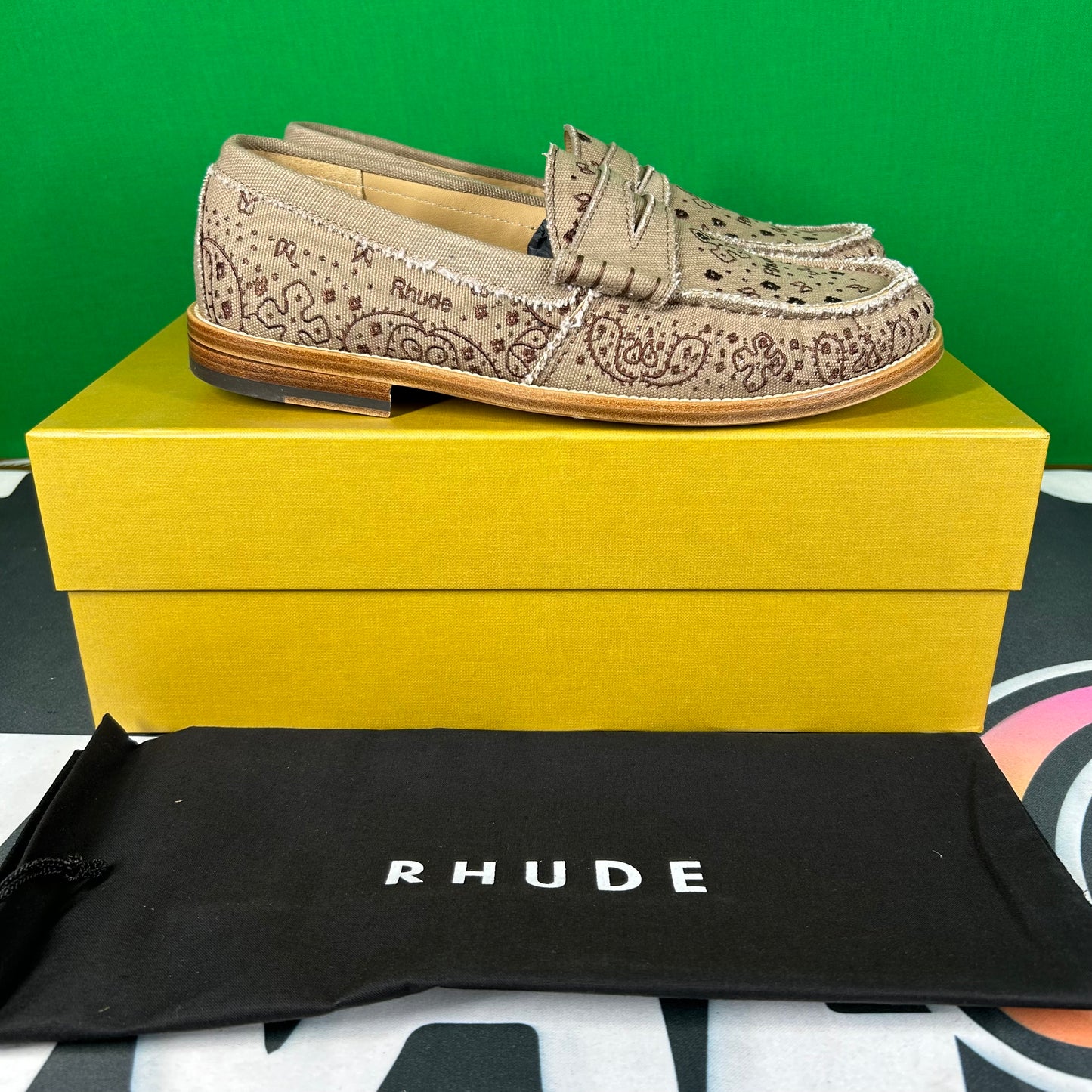 RHUDE Authentic  Men's Slip On Loafer Shoes Bandana Brown Size 10M MSRP $608