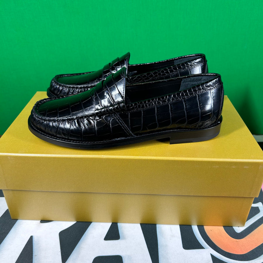 RHUDE Authentic Men's Slip On Loafer Shoes 'Black Croc' Size 10M MSRP $695