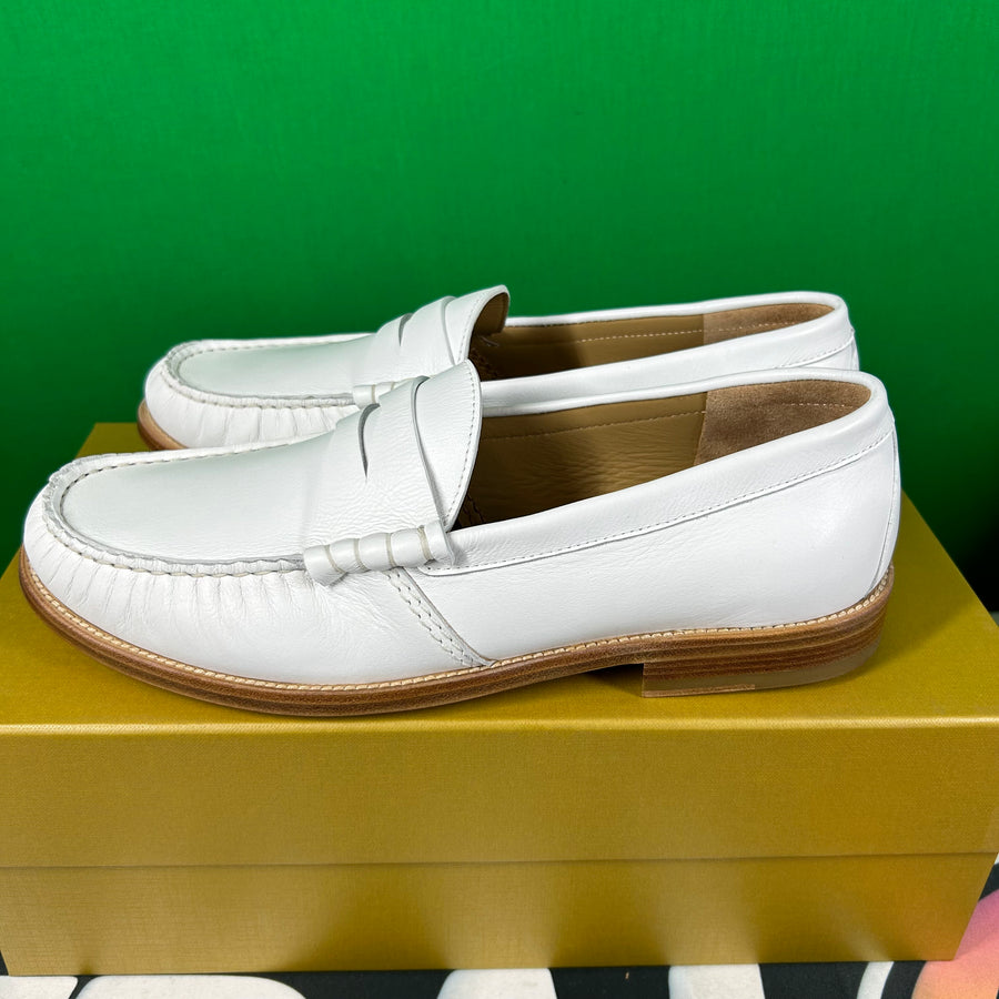 RHUDE Authentic Men's Slip On White Leather Penny Loafer Size 7M MSRP $595