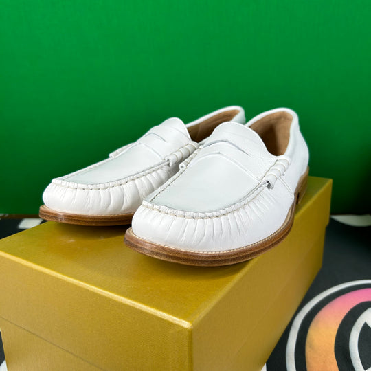 RHUDE Authentic Men's Slip On White Leather Penny Loafer Size 8M MSRP $595