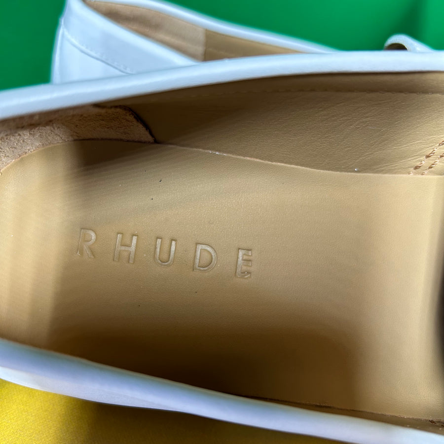 RHUDE Authentic Men's Slip On White Leather Penny Loafer Size 7M MSRP $595
