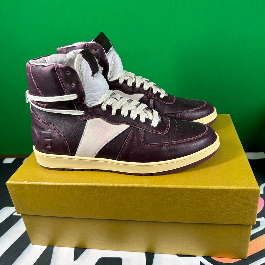 Rhude Rhecess Hi Sneaker- Maroon -MSRP:$670.00 Size 10 Mens Shoe