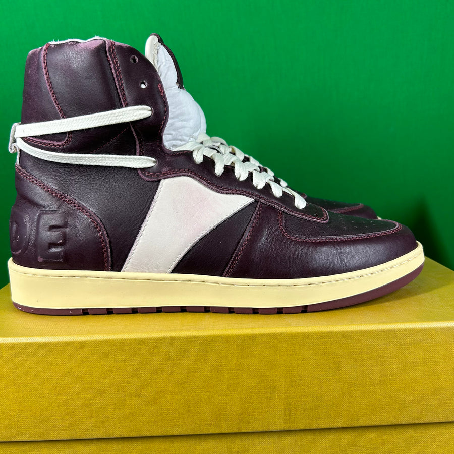 Rhude Rhecess Hi Sneaker- Maroon -MSRP:$670.00 Size 10 Mens Shoe