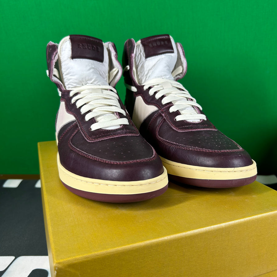 Rhude Rhecess Hi Sneaker- Maroon -MSRP:$670.00 Size 10 Mens Shoe