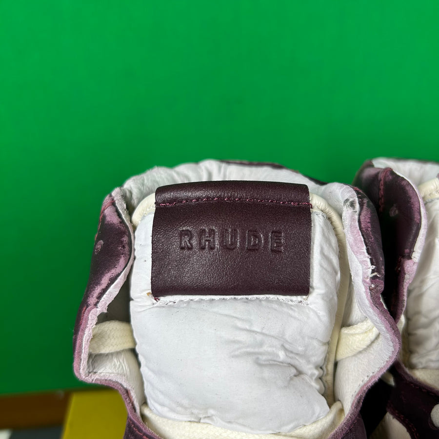 Rhude Rhecess Hi Sneaker- Maroon -MSRP:$670.00 Size 10 Mens Shoe