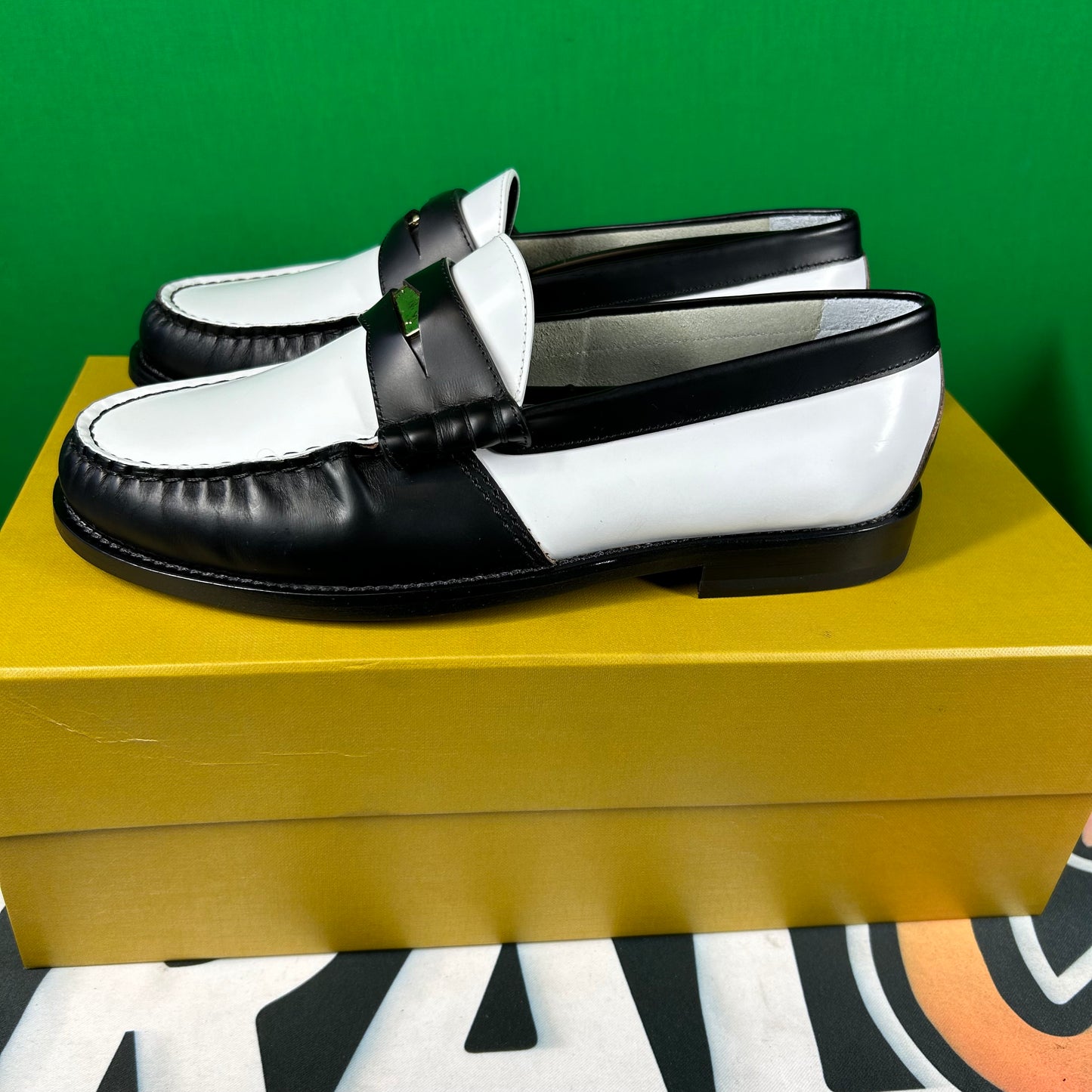 RHUDE Authentic Men's Slip On Loafer Black & White Shoes Size 7M MSRP $595