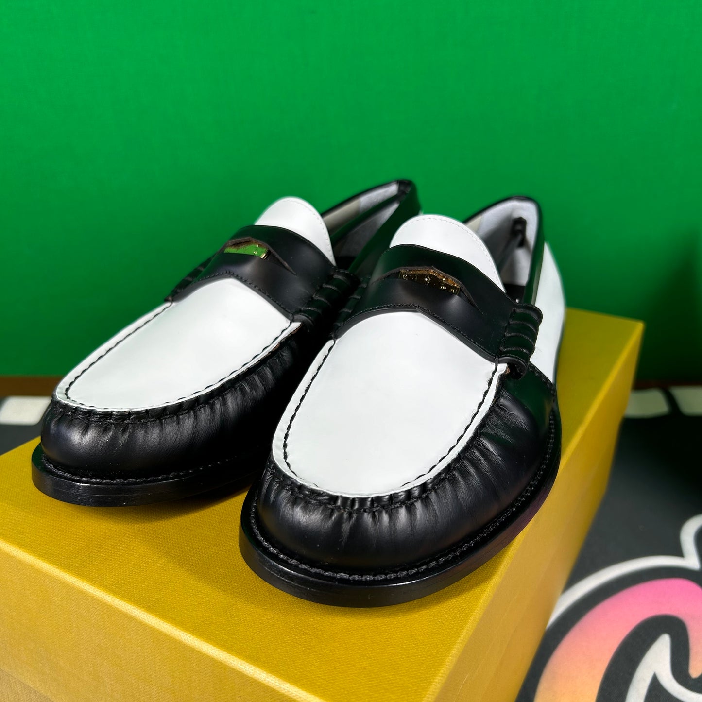 RHUDE Authentic Men's Slip On Loafer Black & White Shoes Size 7M MSRP $595