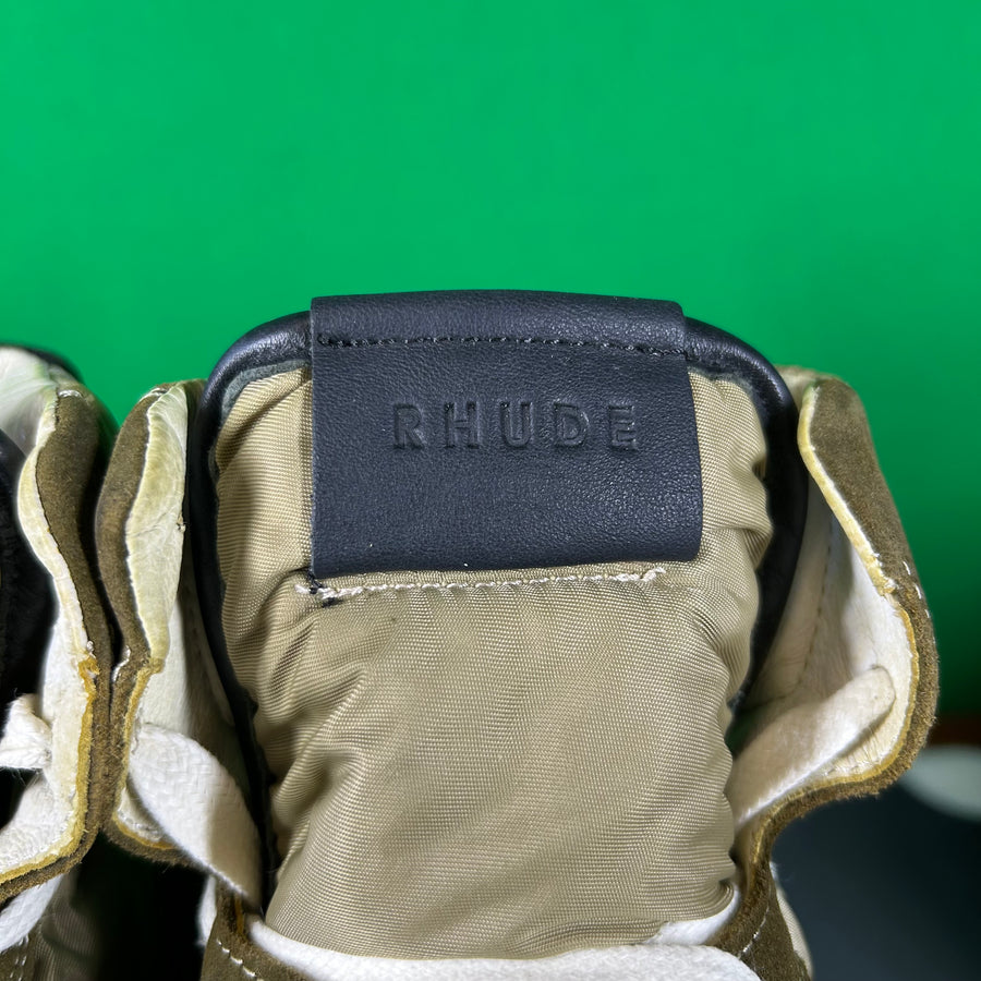 Rhude Rhecess Hi Sneaker -2 Tone Olive- MSRP:$685.00 Size 8 Mens Shoe