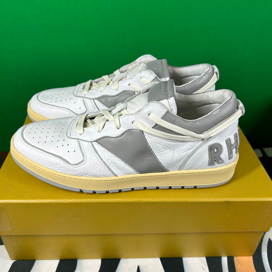 Rhude Rhecess Leather Low-Top Sneaker- White/Grey Size 9 Mens Shoe