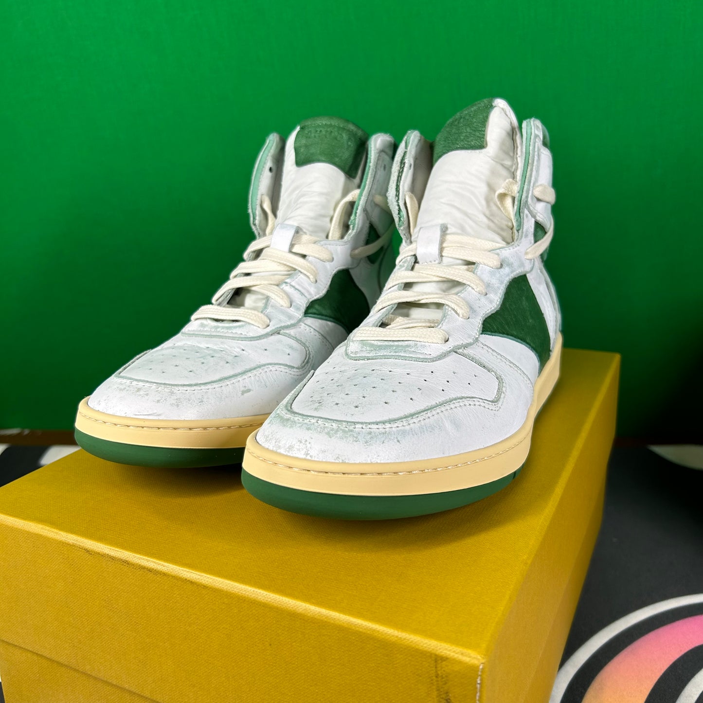 Rhude Rhecess-Hi Sneaker - White/Green MSRP:$685.00 Size 8 Mens Shoe