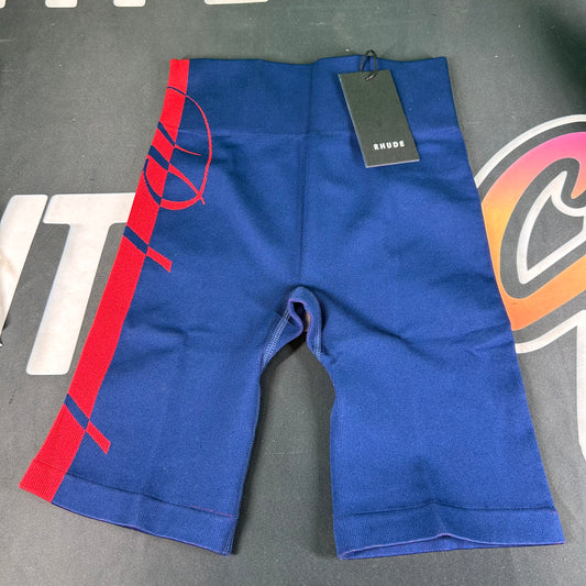 Rhude Core Techknit Biker Short Blue/Red MSRP $285