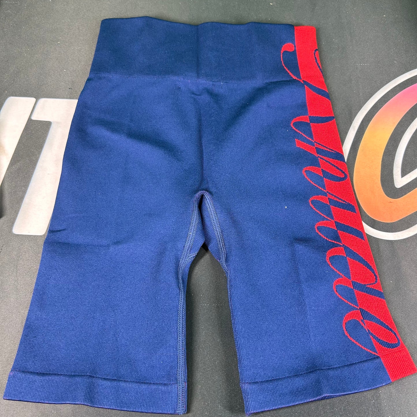 Rhude Core Techknit Biker Short Blue/Red MSRP $285