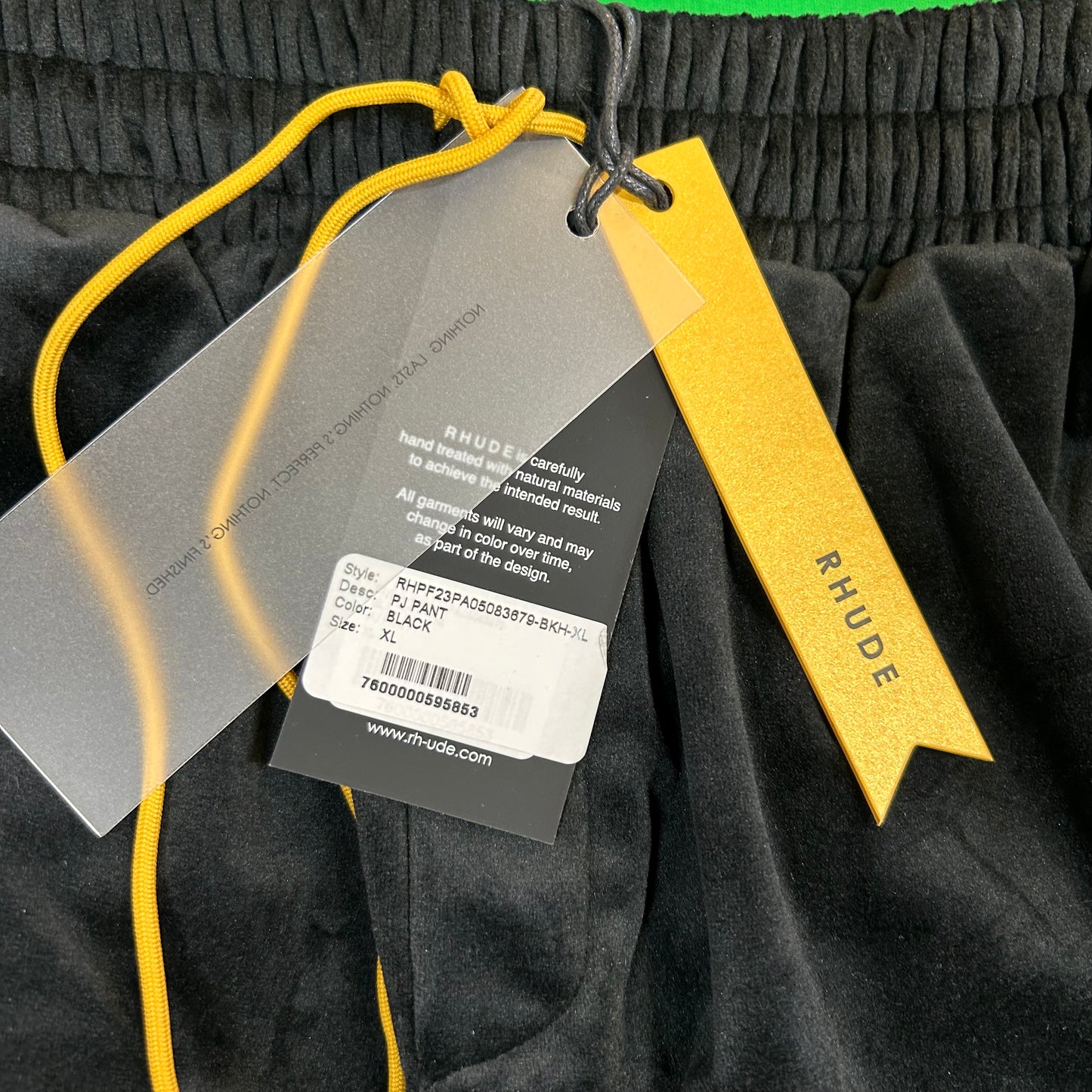 Rhude Crest-Embroided Black Velvet Track Pants $828