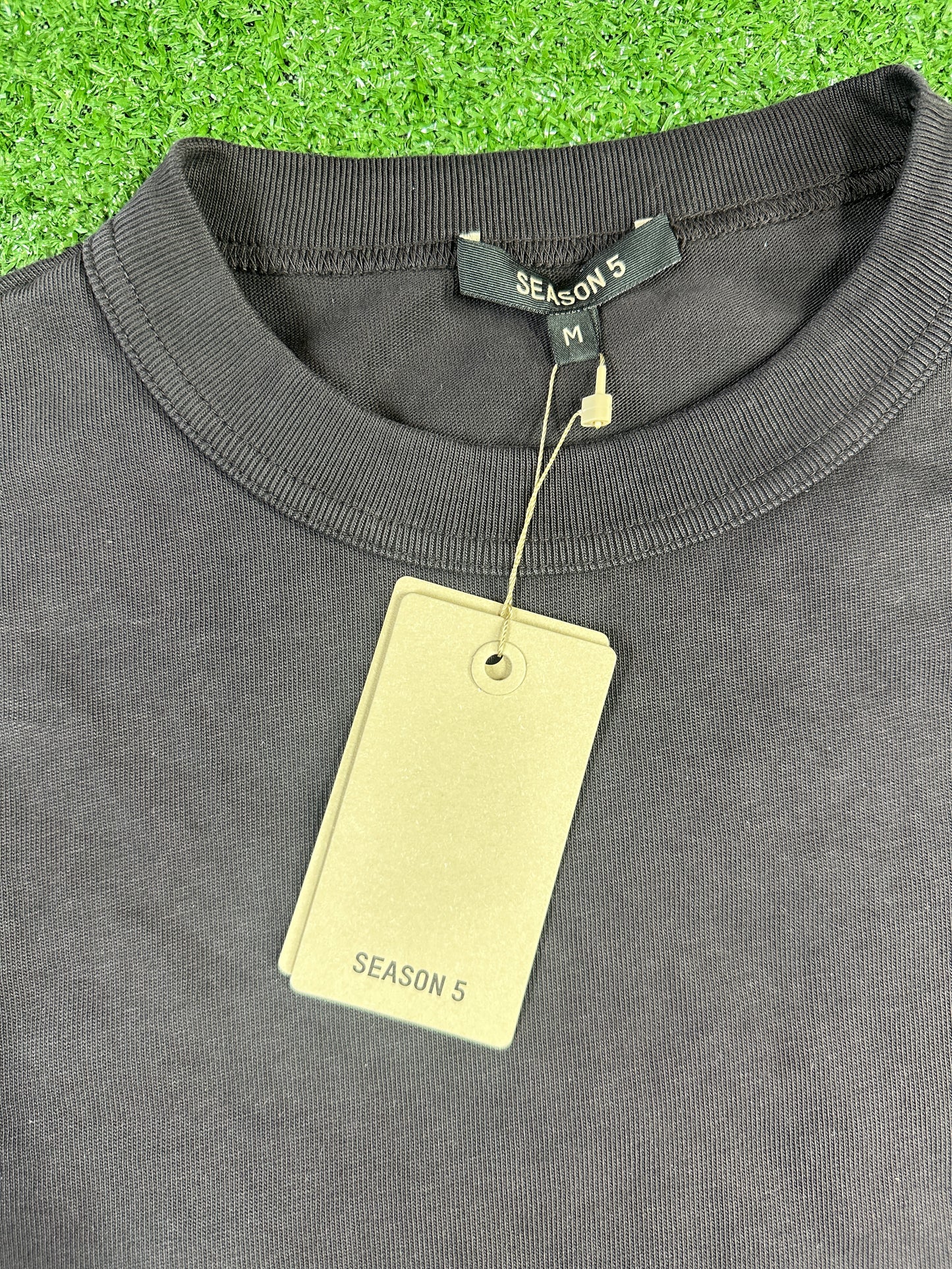 Yeezy Season 5 'Crest Logo' Heavyweight Black S/S T-Shirt - Size Medium