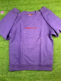 Power Supply Embroidered Logo Crewneck Purple Large