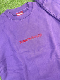 Power Supply Embroidered Logo Crewneck Purple Large