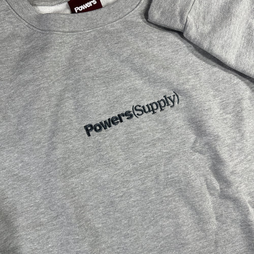 Power Supply Embroidered Logo Grey Crewneck Large