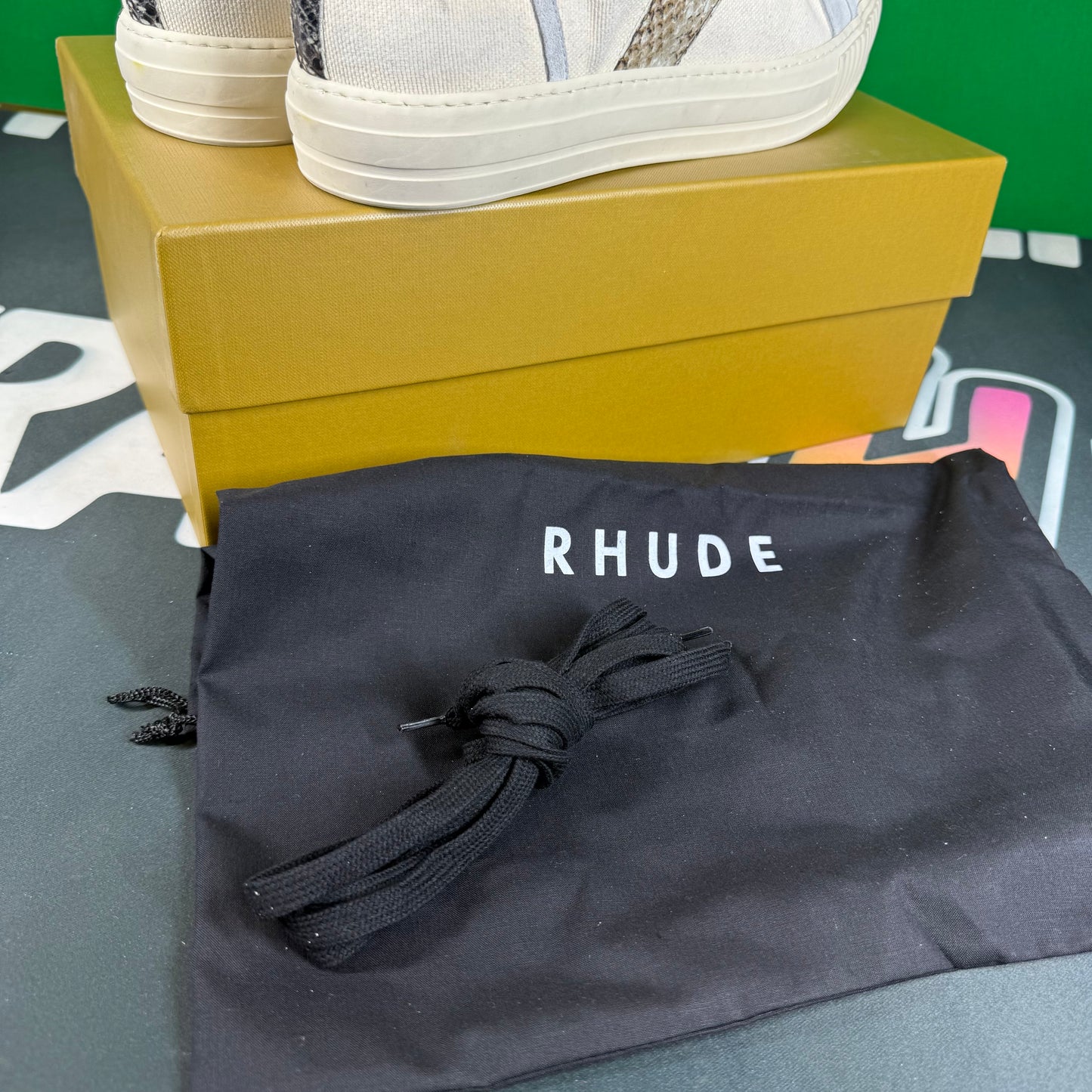 RHUDE Authentic Bel Airs High Sneaker 'White Snakeskin' MSRP $670 Size 13 Mens Shoe