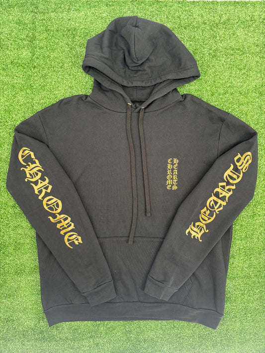 Chrome Hearts Olive Vertical Logo Black Pullover Hoodie Size Large