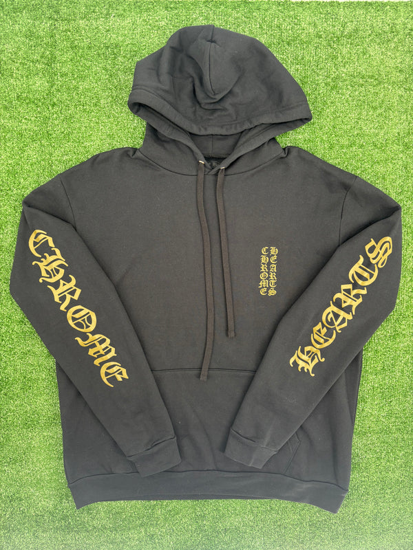 Chrome Hearts Olive Vertical Logo Black Pullover Hoodie Size Medium