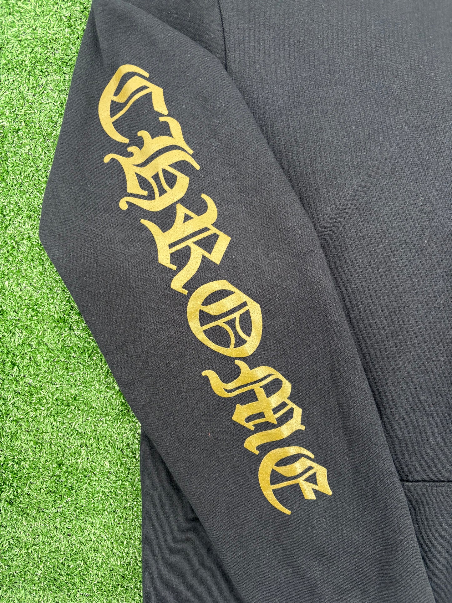 Chrome Hearts Olive Vertical Logo Black Pullover Hoodie Size Medium