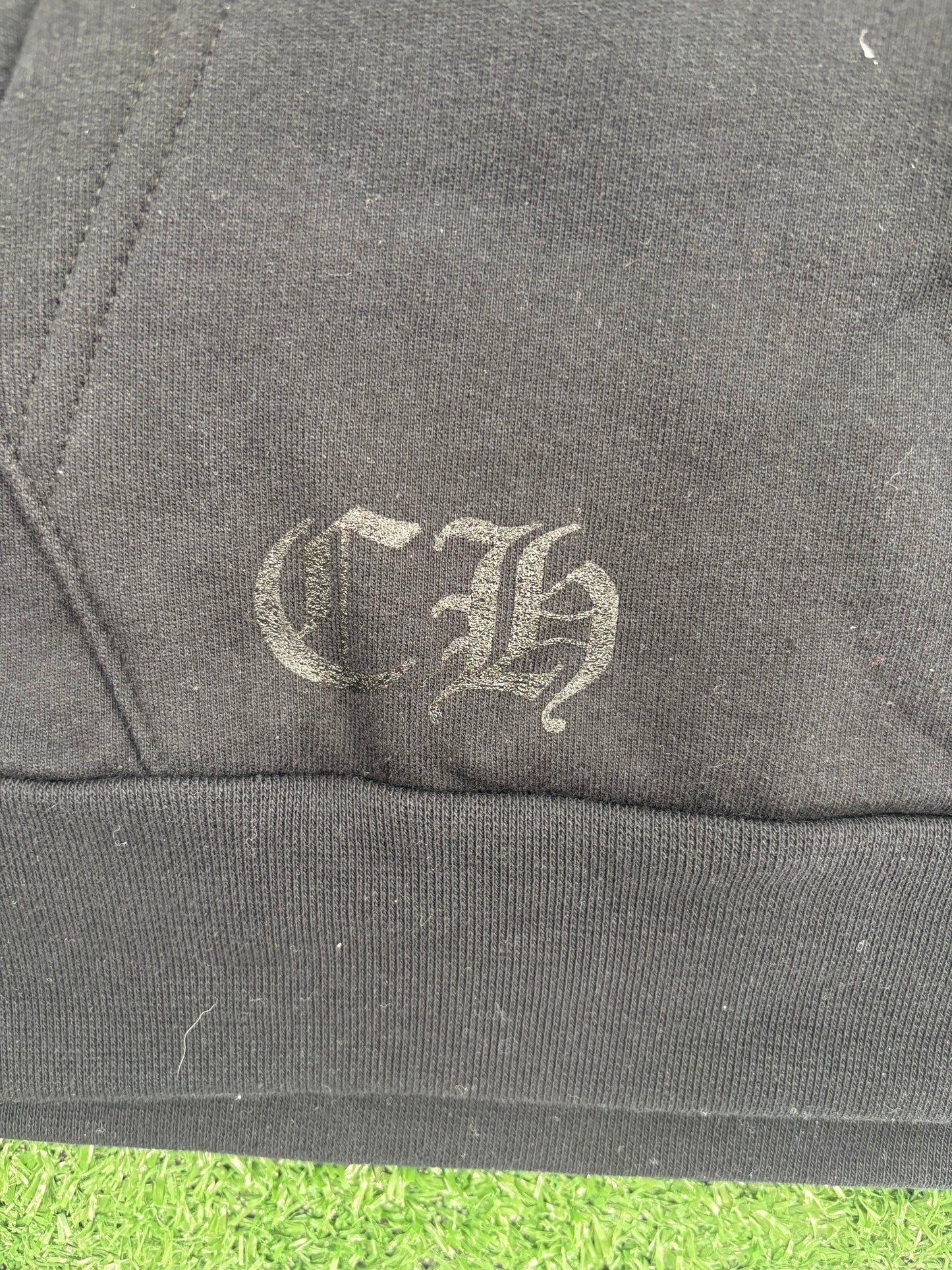 Chrome Hearts Olive Vertical Logo Black Pullover Hoodie Size Medium