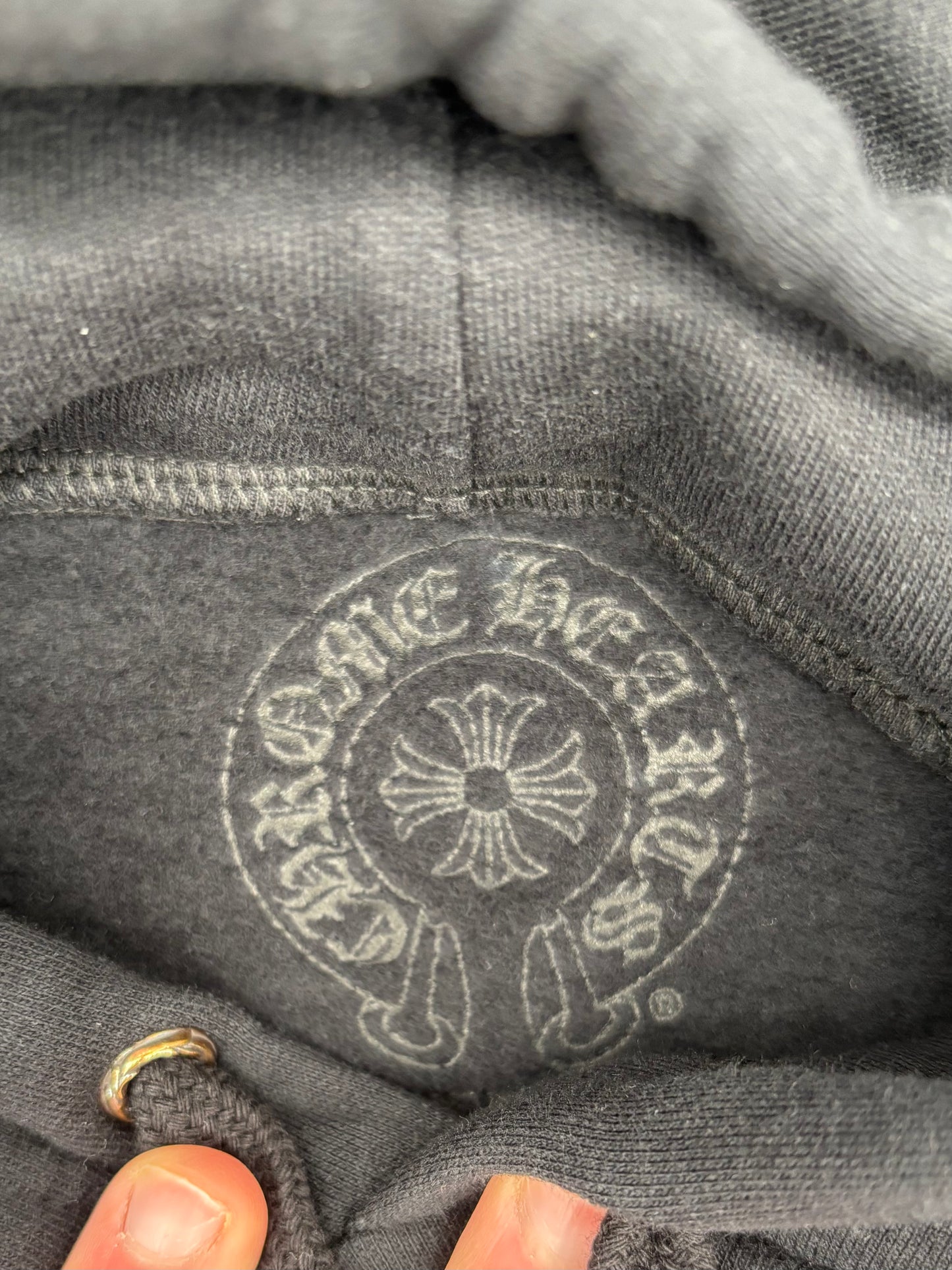 Chrome Hearts Olive Vertical Logo Black Pullover Hoodie Size Medium
